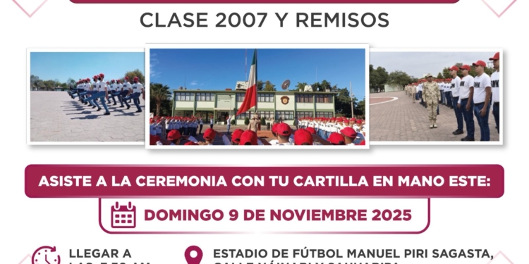 INVITA JUNTA MUNICIPAL DE RECLUTAMIENTO DE CAJEME AL SORTEO DEL SERVICIO MILITAR NACIONAL CLASE 2007 Y REMISOS